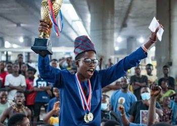 Fawaz Adeoye won the Chess and mental maths competition during the tournament held at Oshodi under-Bridge. Photo: Tunde Onakoya