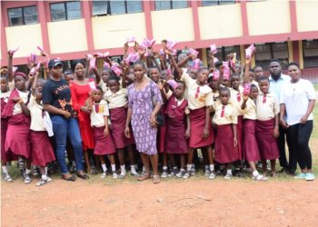 The Founder and Convener; Rhoda Olorunfemi with team members at Abusi Edumare Academy. Photo: Arise For Girls